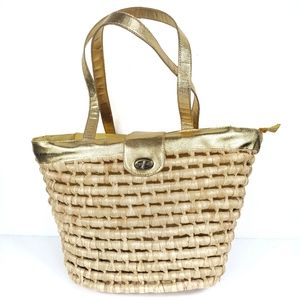 Bijoux Terner Yellow/Gold 100% Straw Bag Tote